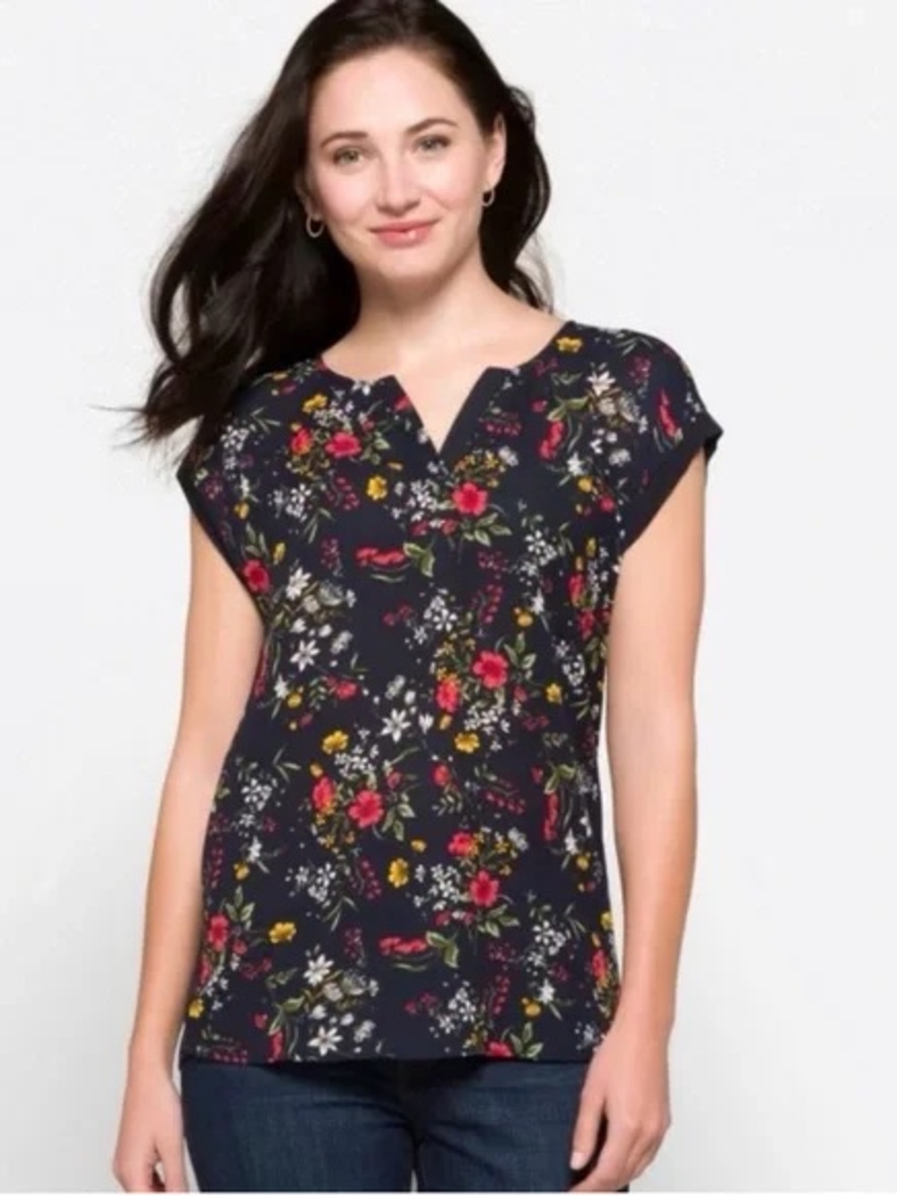 Papermoon Navy Floral Top Medium Petite